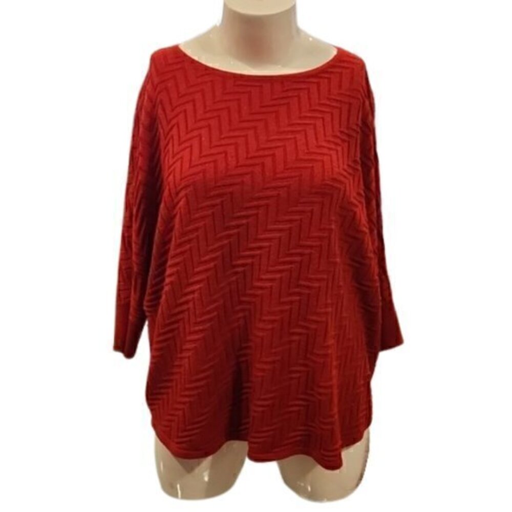 [Design History] Red Sparkly Crew Neck Sweater - Size 3X